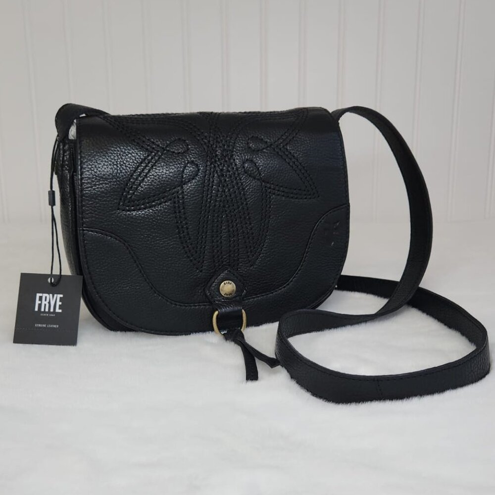 NWT Frye Women's Charlene Leather Small Saddle Bag, Black - Picture 4 of 10